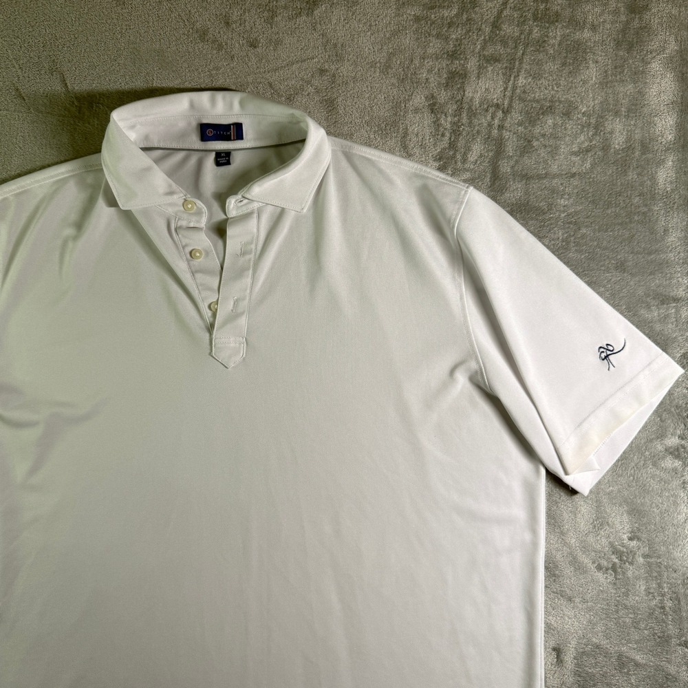 Stitch Golf Polo Shirt Mens XL White Short Sleeve Embroidered Logo (read)